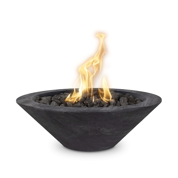 The Outdoor Plus 32 Round Cazo Fire Bowl, Wood Grain GFRC Concrete, Ebony, Liquid Propane OPT-32RWGFOE12V-EBN-LP - main